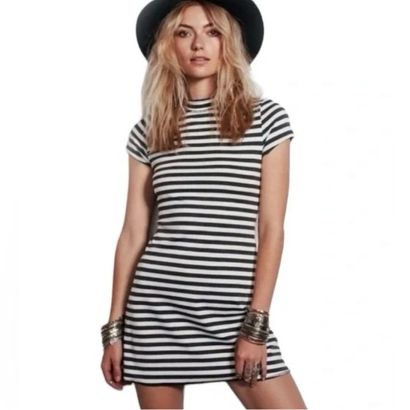 FP Beach Dresses & Skirts - Free People FP Beach Striped Mock Neck Mini Dress